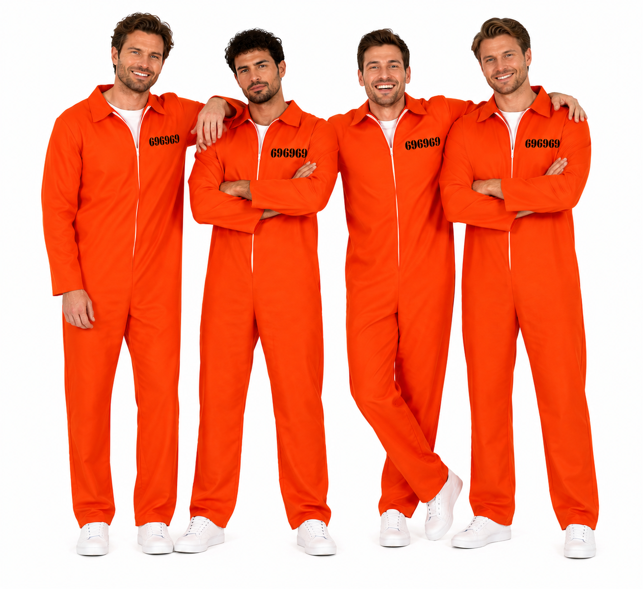 Boevenpak Heren Kwartet Deal – 4x Oranje Gevangenis Jumpsuit