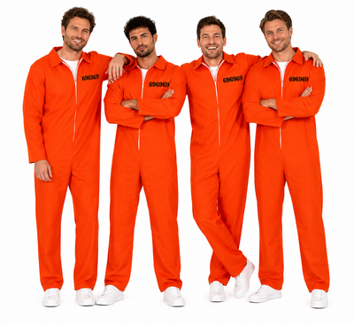 Boevenpak Heren Kwartet Deal – 4x Oranje Gevangenis Jumpsuit