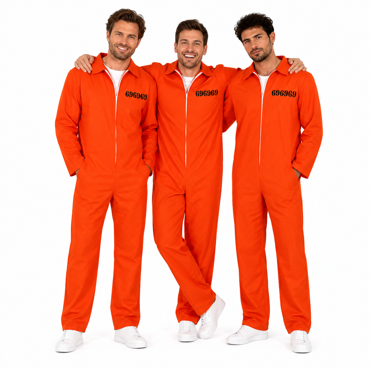 Boevenpak Heren Trio Deal – 3x Oranje Gevangenis Jumpsuit