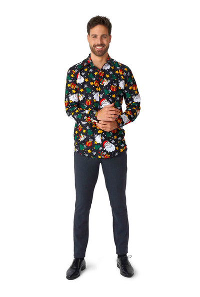 Suitmeister | Weihnachtshemd | Weihnachtselfen Schwarz