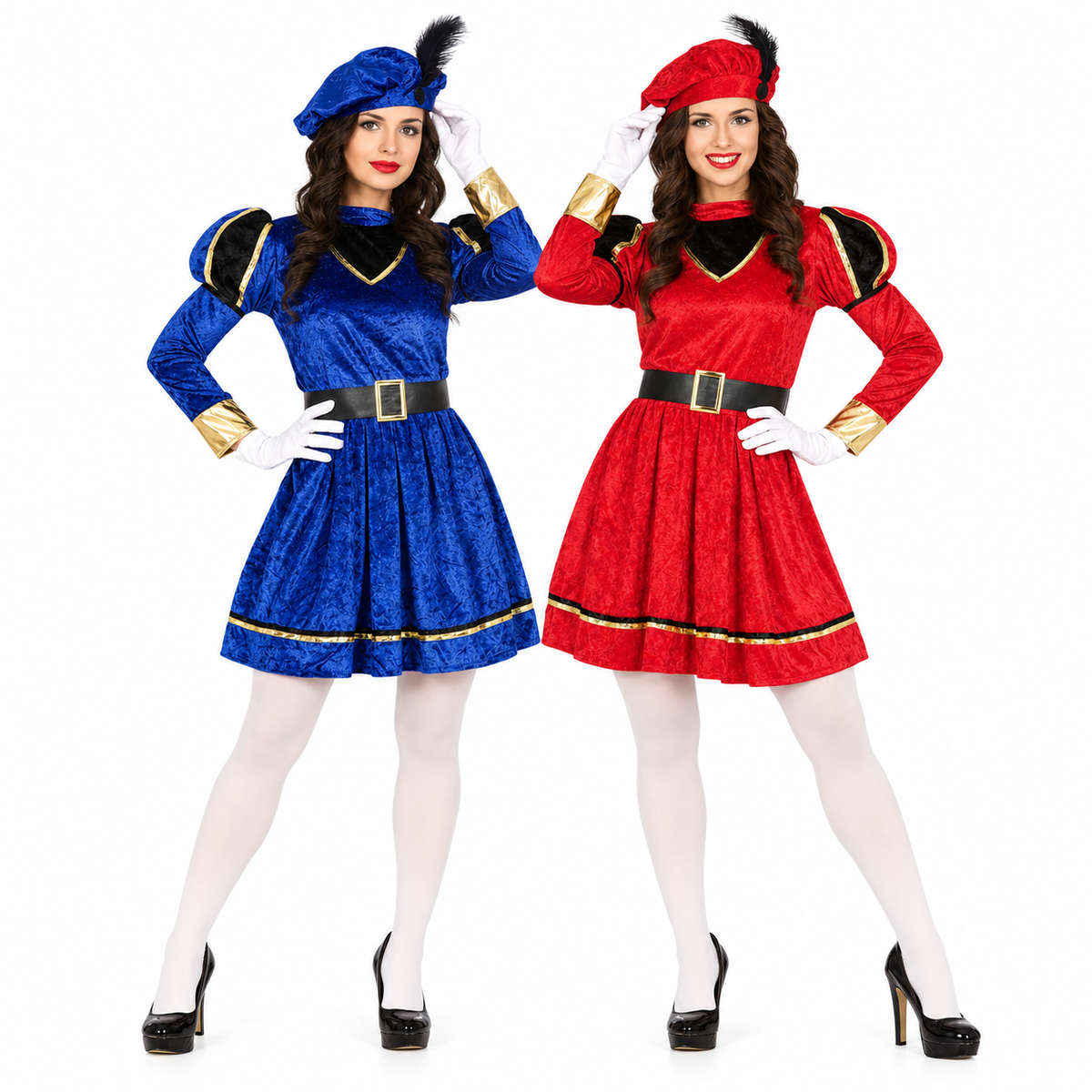 DUO DEAL – Pietenpakken Dames Rood & Blauw | 2 Personen
