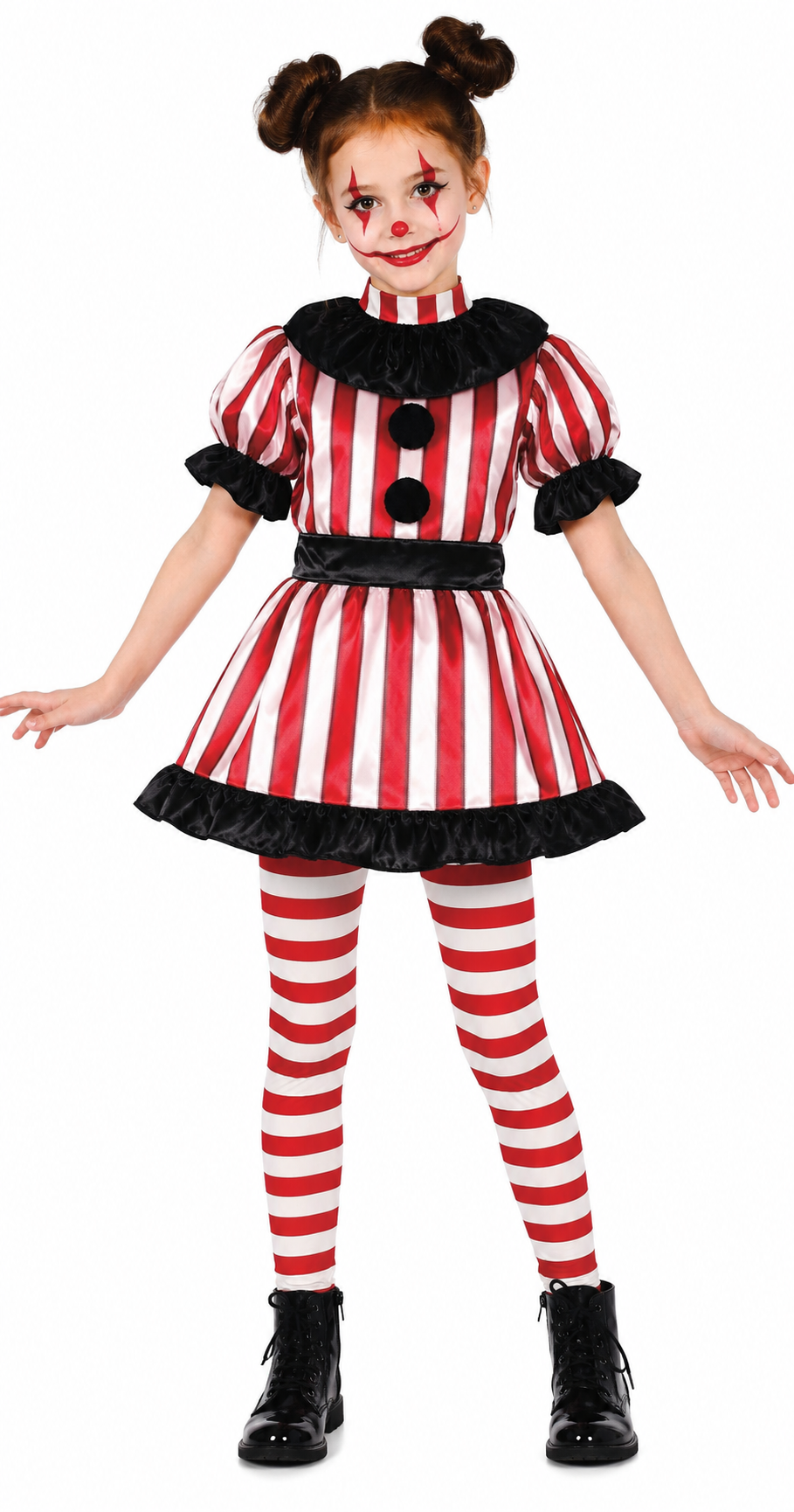 Eng Clown Kostuum Meisje – Rood Zwart Halloween Kostuum