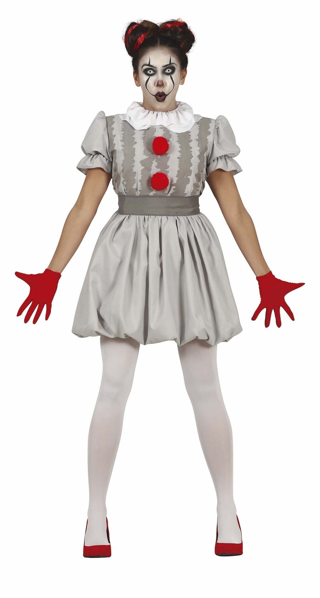 IT Pennywise Kostuum Dames – Halloween Horror Clown Grijs