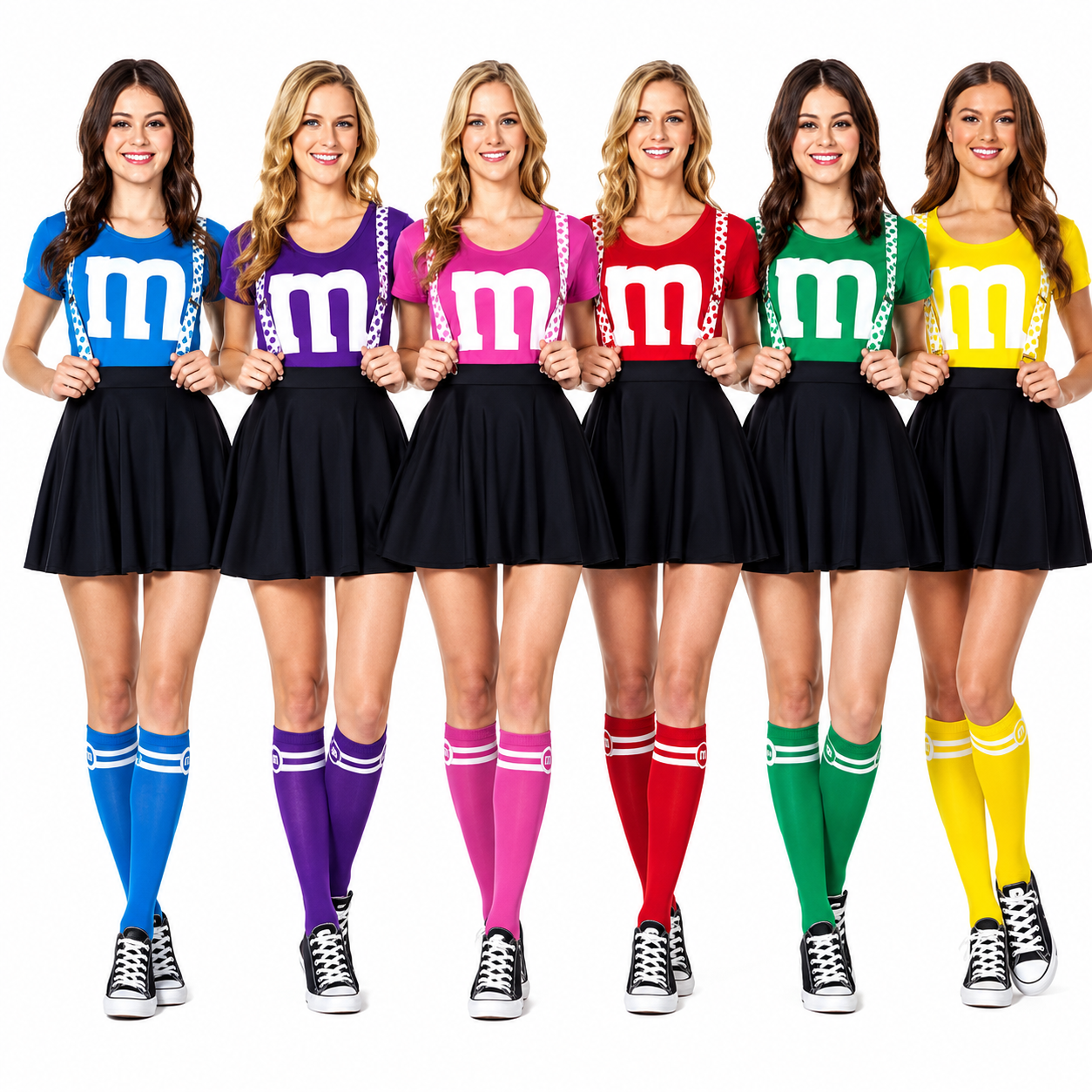 M&M Kostuum Dames | Cheerleader Set | Verschillende Kleuren | Groepskostuum