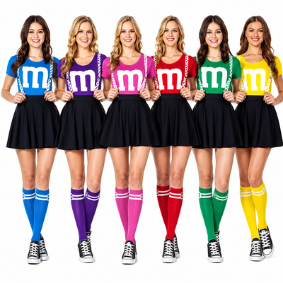 M&M Kostuum Dames | Cheerleader Set | Verschillende Kleuren | Groepskostuum