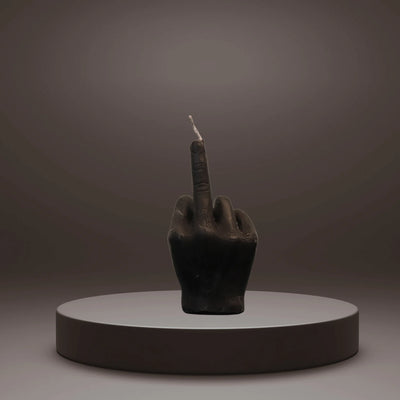 Middelvinger Kaars XL (10x17cm)  - Wit/Zwart - Rozemarijn/Kamille