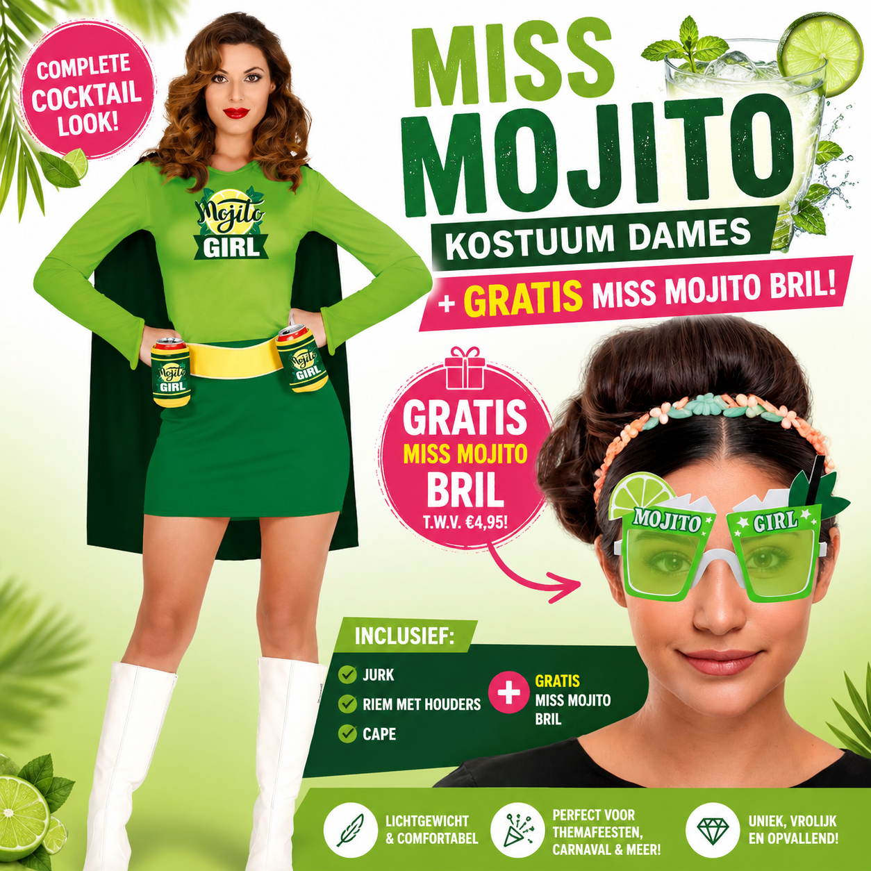 Miss Mojito kostuum grappig kostuum dames