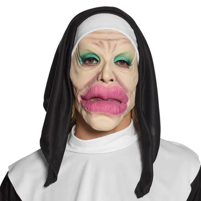 Nonnen Masker Met Dikke Lippen | Latex Gezichtsmasker Holy lips