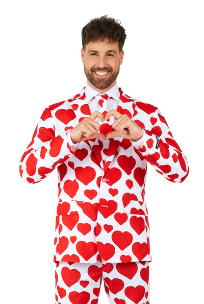 Suitmeister | Love |  Herenkostuum met hartjesprint
