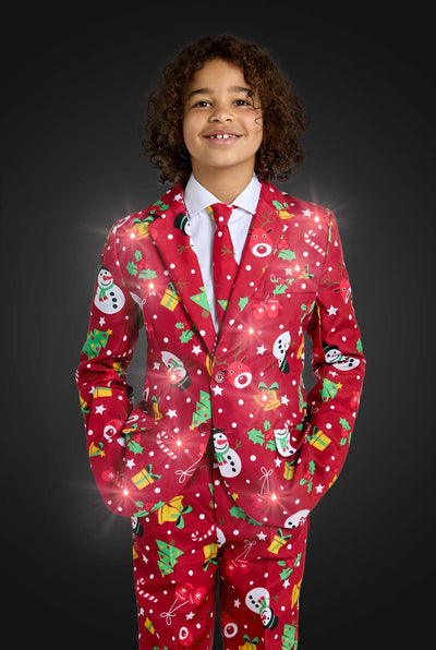 Suitmeister | BOYS Christmas Red Icons Light Up | Kinderkostuum