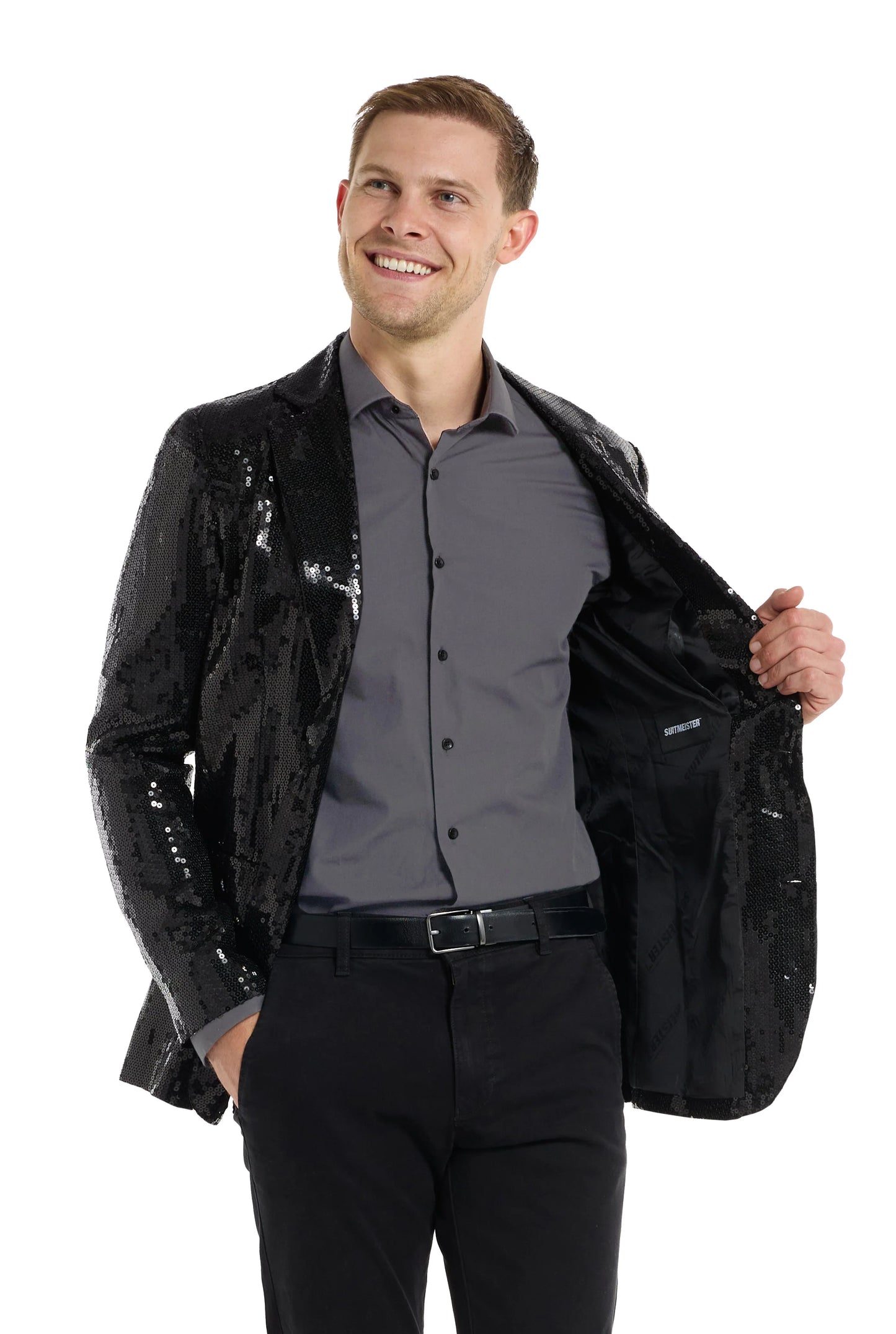 Suitmeister| Sequins Black | Glitter Jasje Zwart | Zwarte Blazer voor Heren