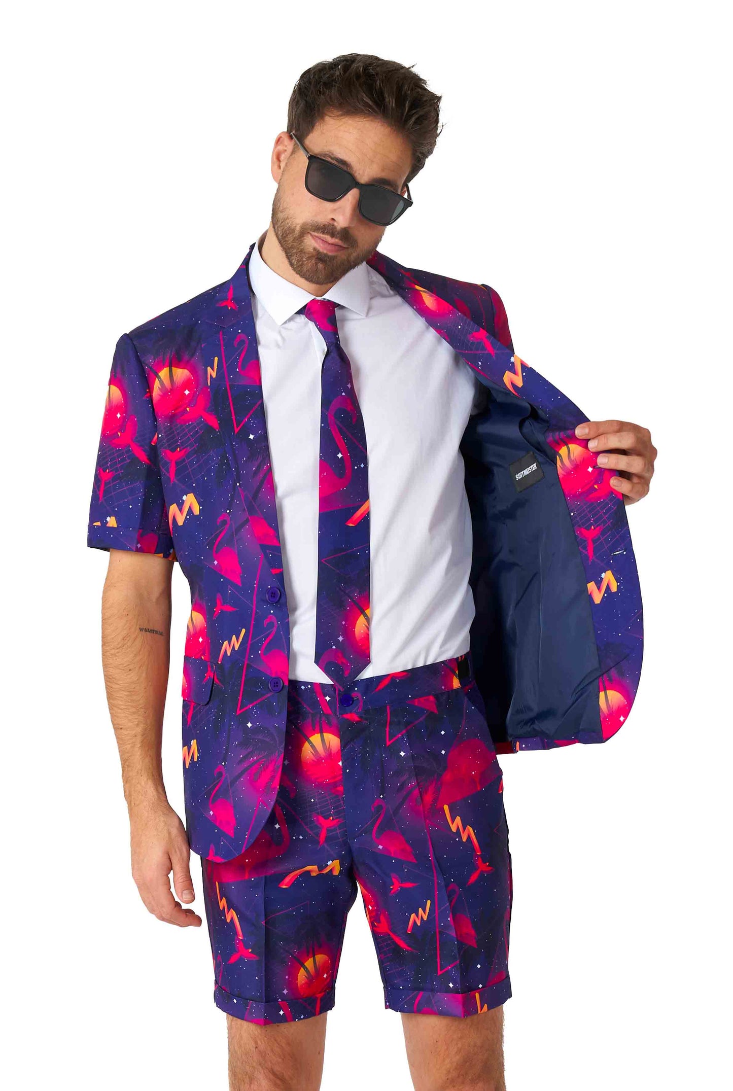 Suitmeister | SUMMER Retro Neon Navy | Herenpak | Herenkostuum