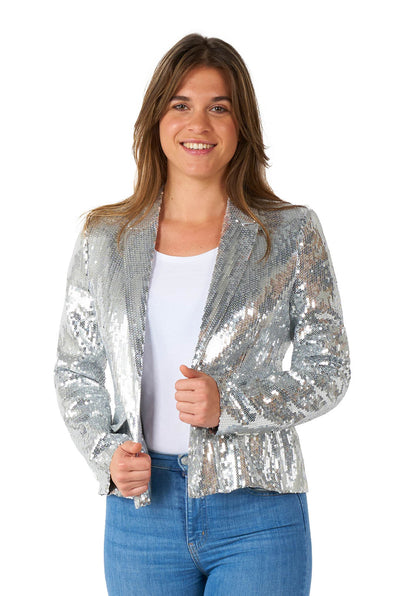 Suitmeister| Sequins Zilver | Glitter Jasje Zilver | Blazer voor Dames