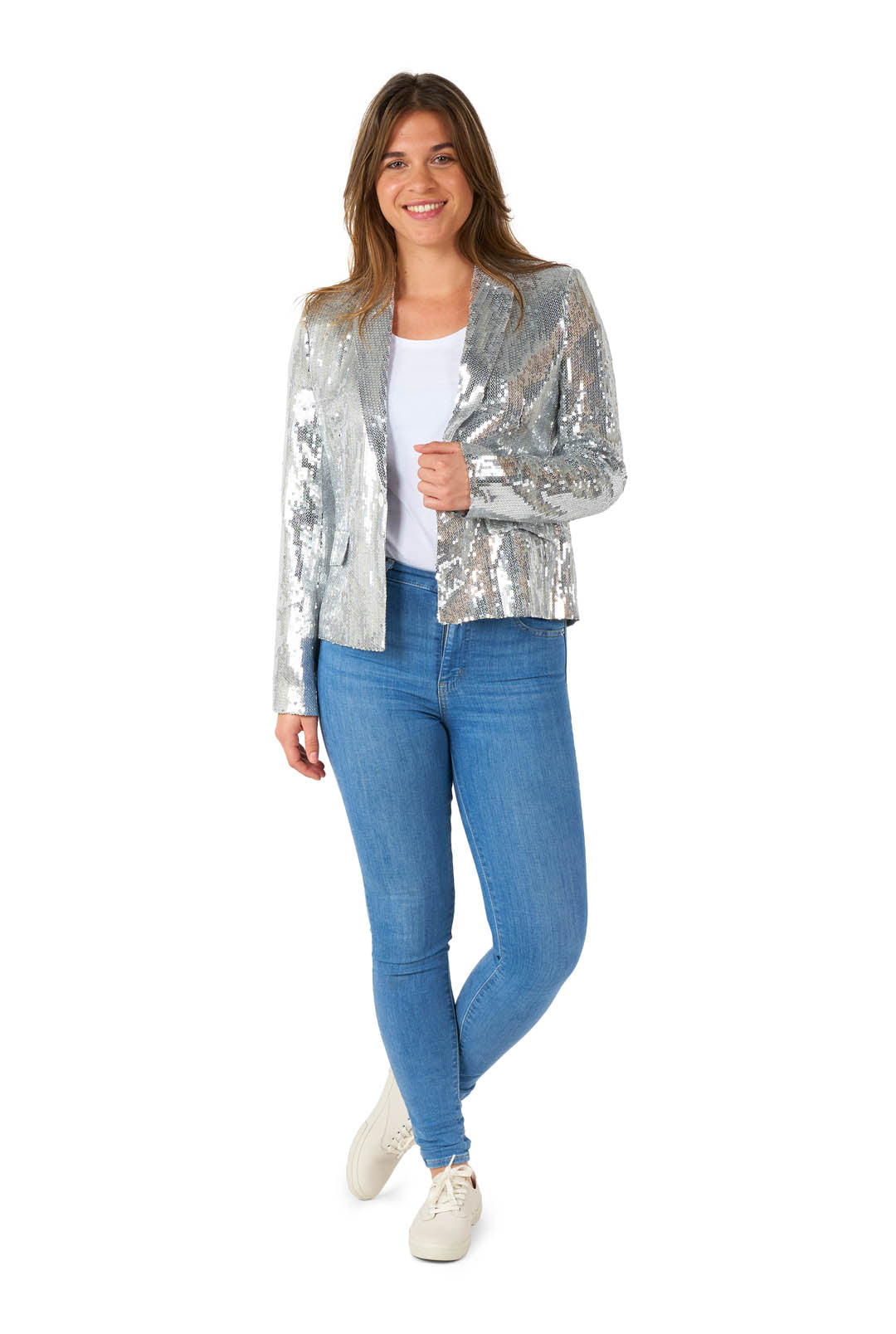 Suitmeister| Sequins Zilver | Glitter Jasje Zilver | Blazer voor Dames
