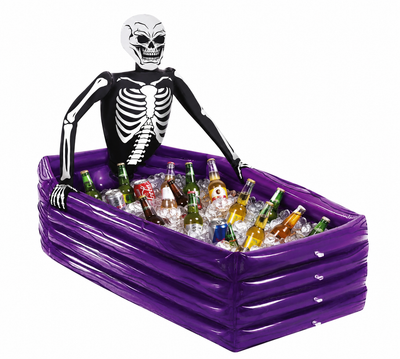 Opblaasbare Halloween Doodskist Drankkoeler met Skelet – 100 x 35 cm