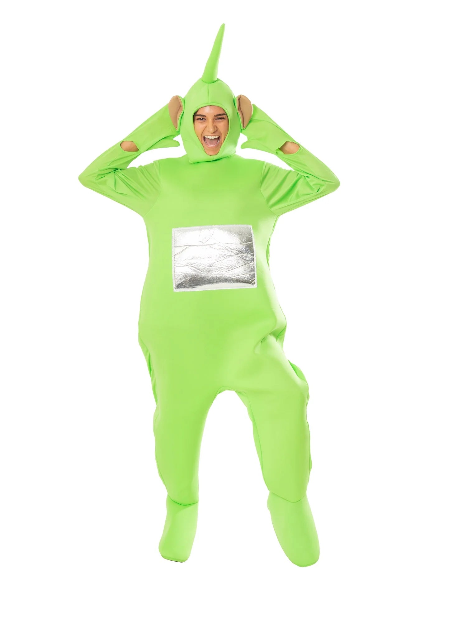 groen teletubbie pak