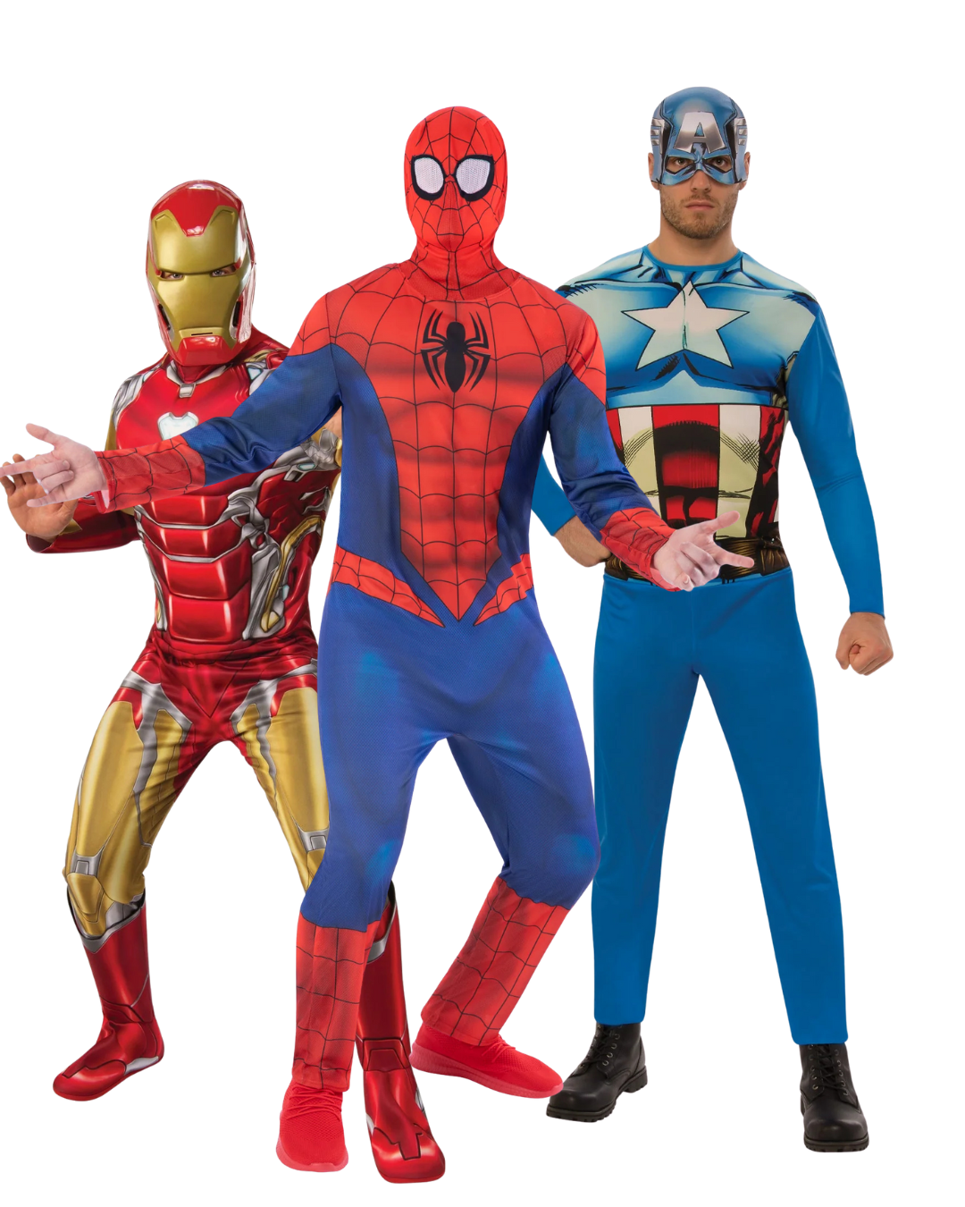 Trio Deal – Marvel Avengers - Spiderman, iron man en captain america kostuum voor volwassenen