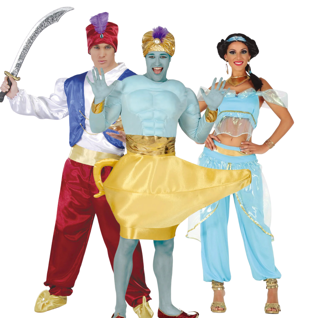 TRIO DEAL Aladdin, Yasmin & Genie Kostuums – Compleet Arabian Nights Groepskostuum