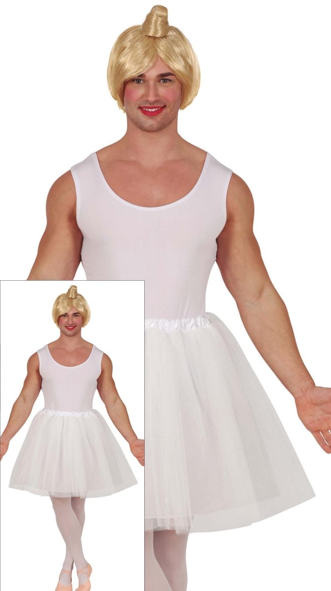Ballerina Pak Heren Wit – Hilarisch Balletkostuum met Tutu
