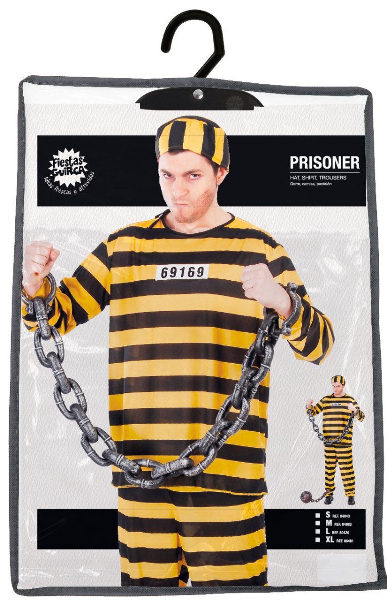 Boevenpak Heren Geel & Zwart – Gevangene Kostuum
