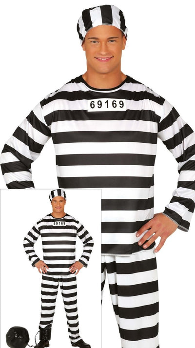 Boevenpak Heren Zwart/Wit – Klassiek Gestreept Kostuum met Pet, Shirt & Broek