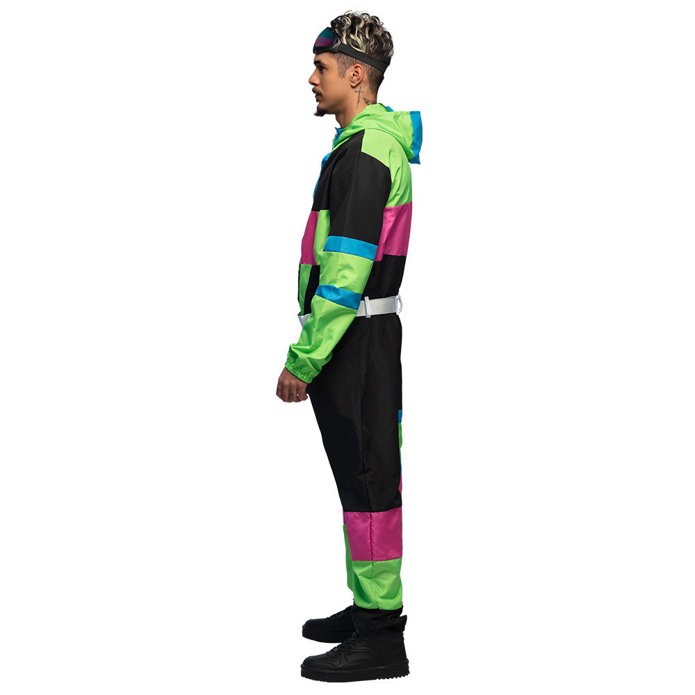 Skipak 80’s Dude – Retro Heren Jumpsuit met Riem & Partybril
