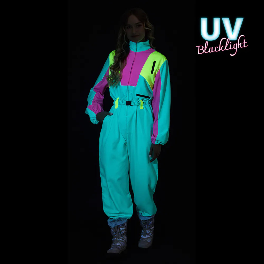 Skipak Snow Blizzard Babe – Neon Dames Jumpsuit met Zakken & Riem