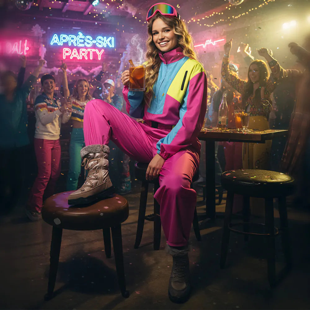Skipak Snow Glow Babe – Neon Dames Jumpsuit met Riem & Zakjes