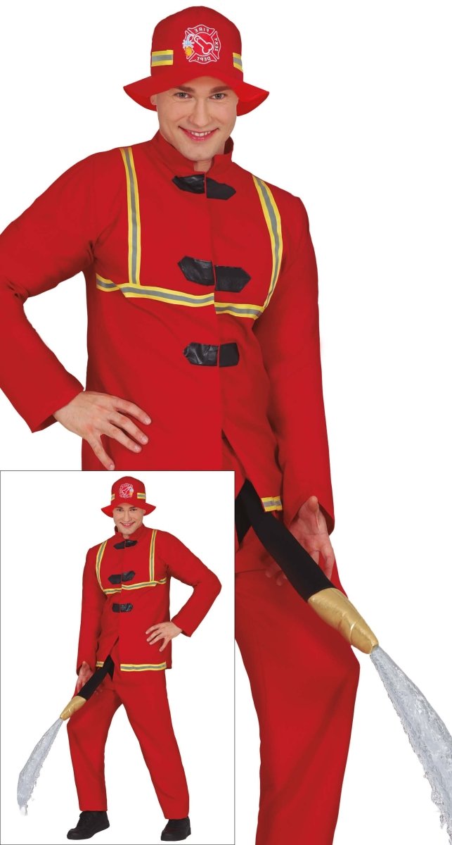 Brandweerman Kostuum 4-delig – Rood | Fout Party & Carnaval Outfit