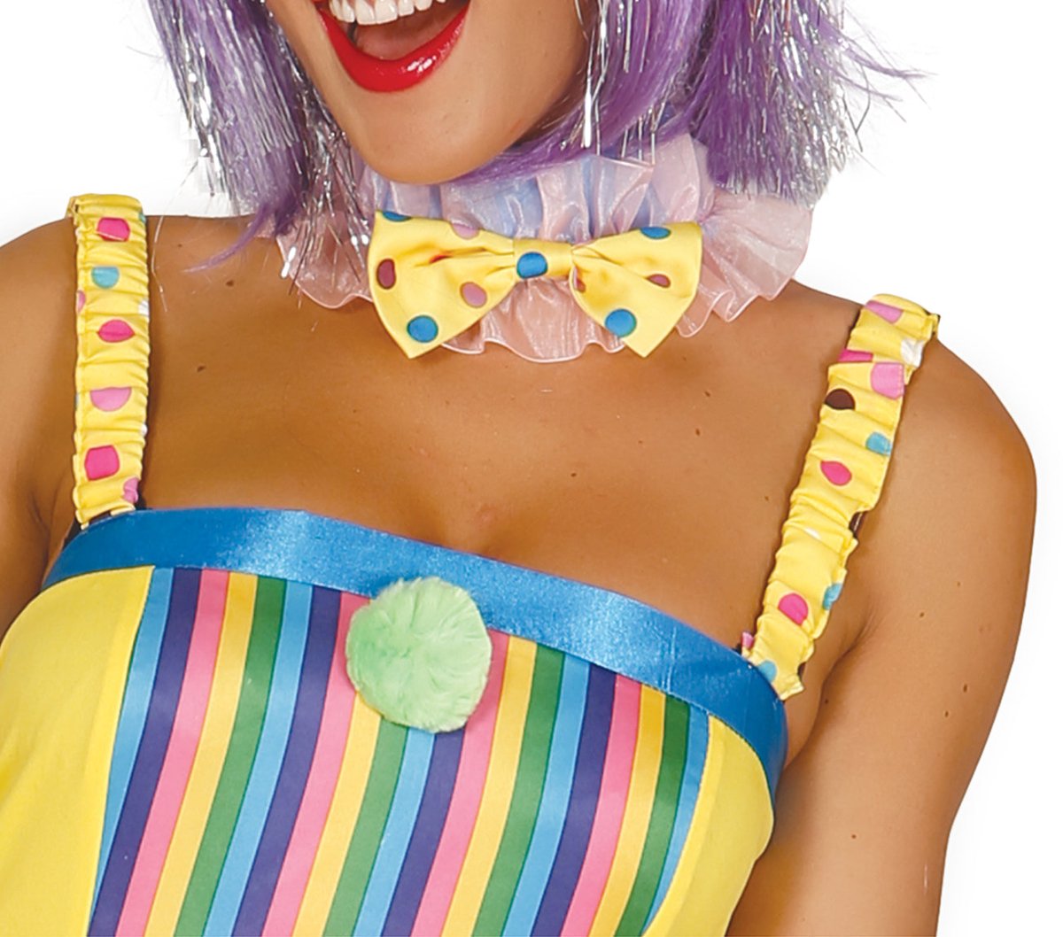 Clownskostüm für Damen – Kleid mit Hut und Schleife