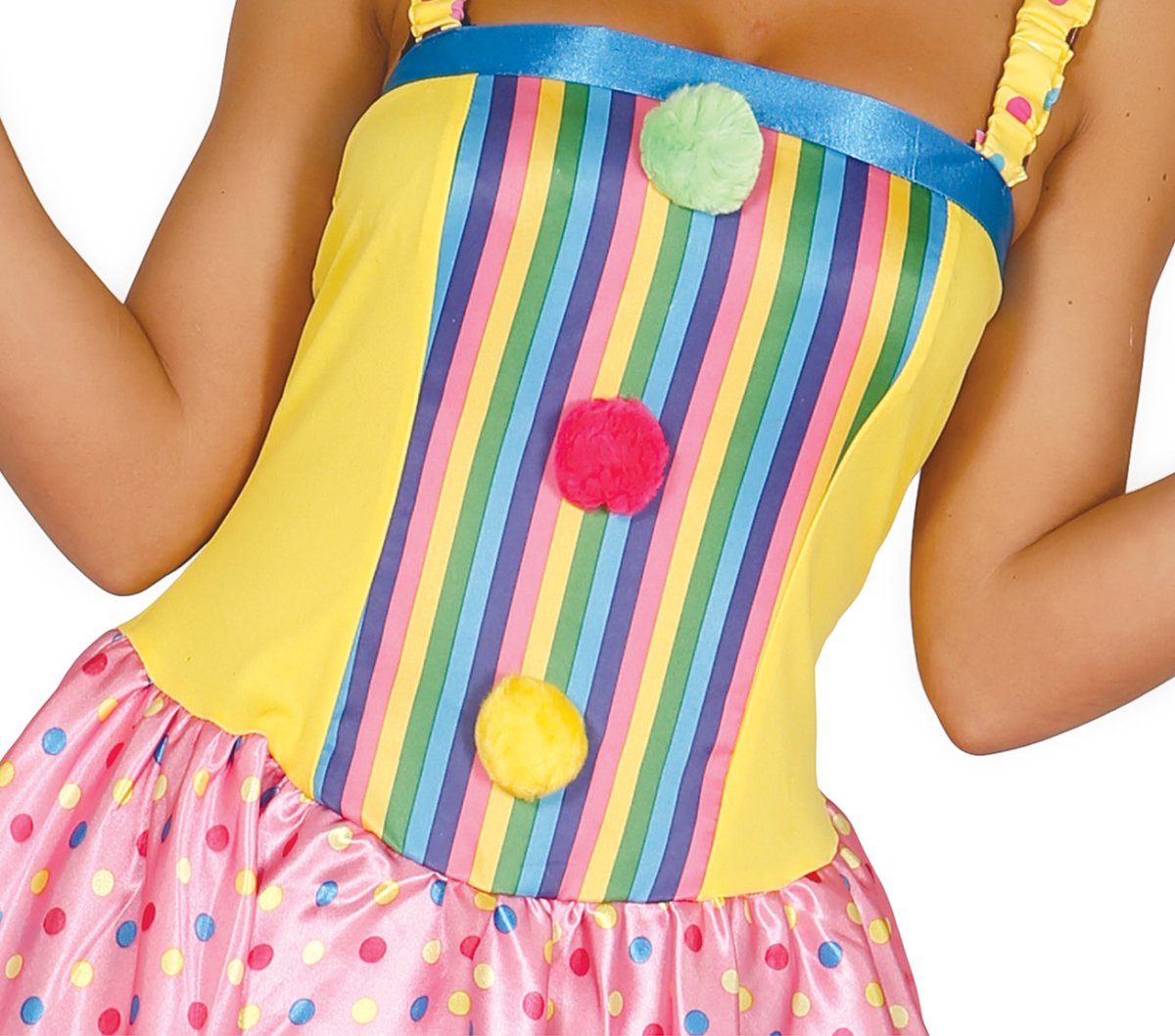 Clownskostüm für Damen – Kleid mit Hut und Schleife