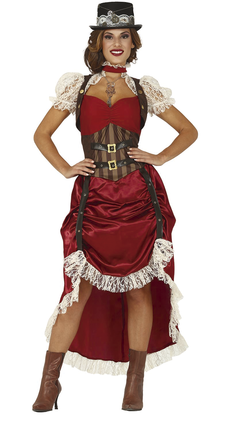 Steampunk Kostuum Dames Rood