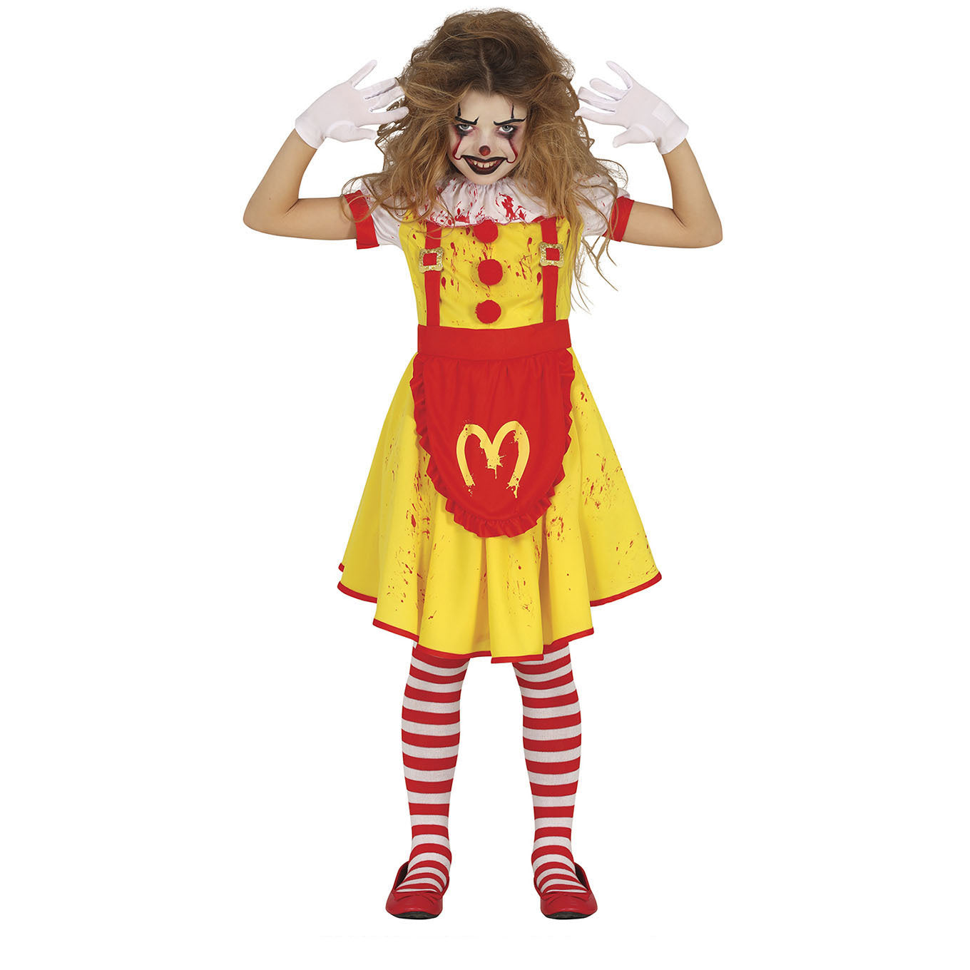 Mc Killer Halloween Kostuum Meisje – Creepy Fastfood Parodie Jurk met Halsstuk