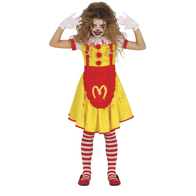 Mc Killer Halloween Kostuum Meisje – Creepy Fastfood Parodie Jurk met Halsstuk