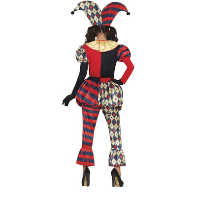 Harlekijn Halloween Kostuum Dames – Horror Outfit met Hoed & Halsstuk