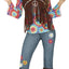Hippie-Kostüm der 60er Jahre für Damen – mit brauner Weste | Flower-Power-Outfit