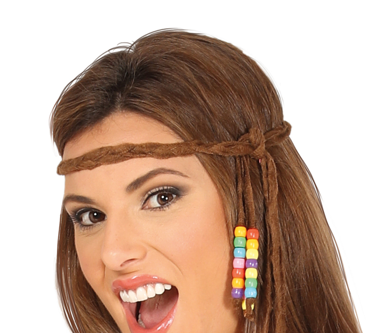 Hippie-Kostüm der 60er Jahre für Damen – Blumenkleid mit Weste | Flower-Power-Outfit