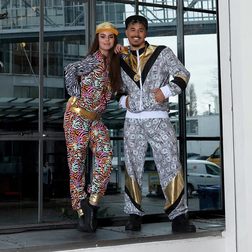 Zilveren Trainingspak Heren Dollar – US Dollar Dude | Fout 90’s Party Kostuum