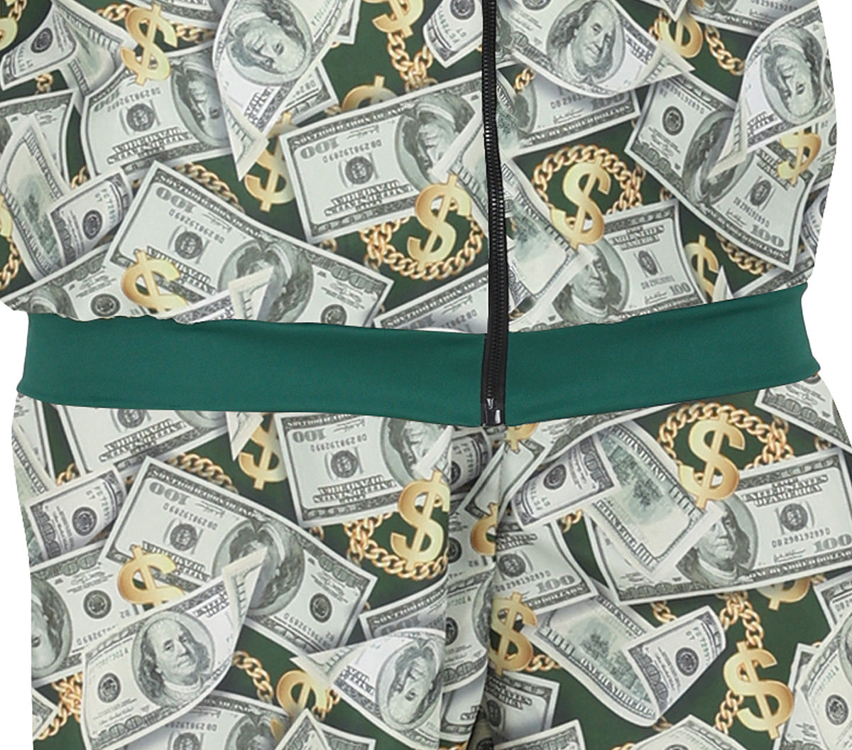 Trainingspak Heren Biljetten – Groen Geldprint Jas & Broek