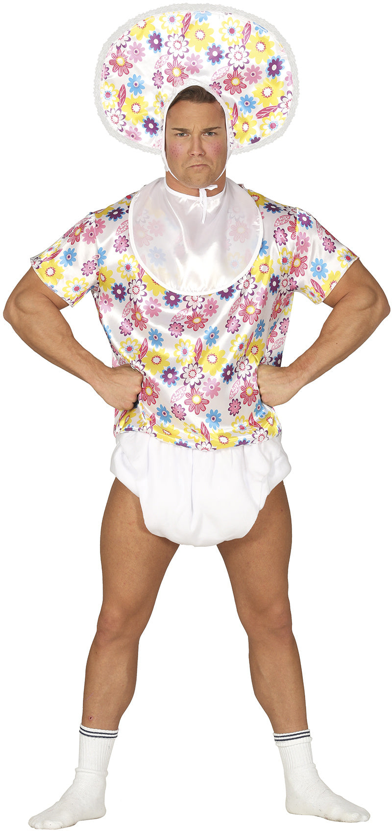 Baby Kostuum Heren – Hilarische Luier Outfit met Slab & Hoofddeksel