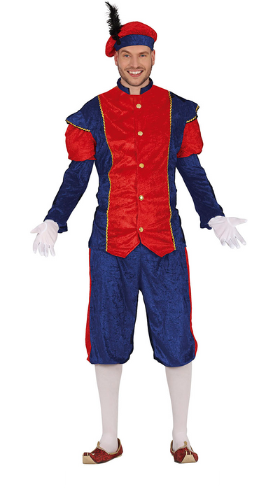 Pietenpak Heren Rood/Blauw – Klassiek Kostuum met Muts, Jasje & Broek