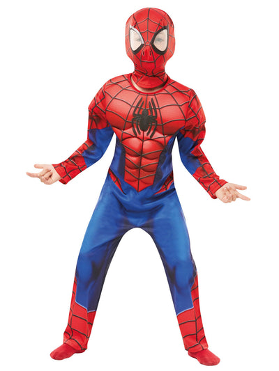 Spider-Man Deluxe Kostuum Kind – Met Spierborst Jumpsuit & Masker