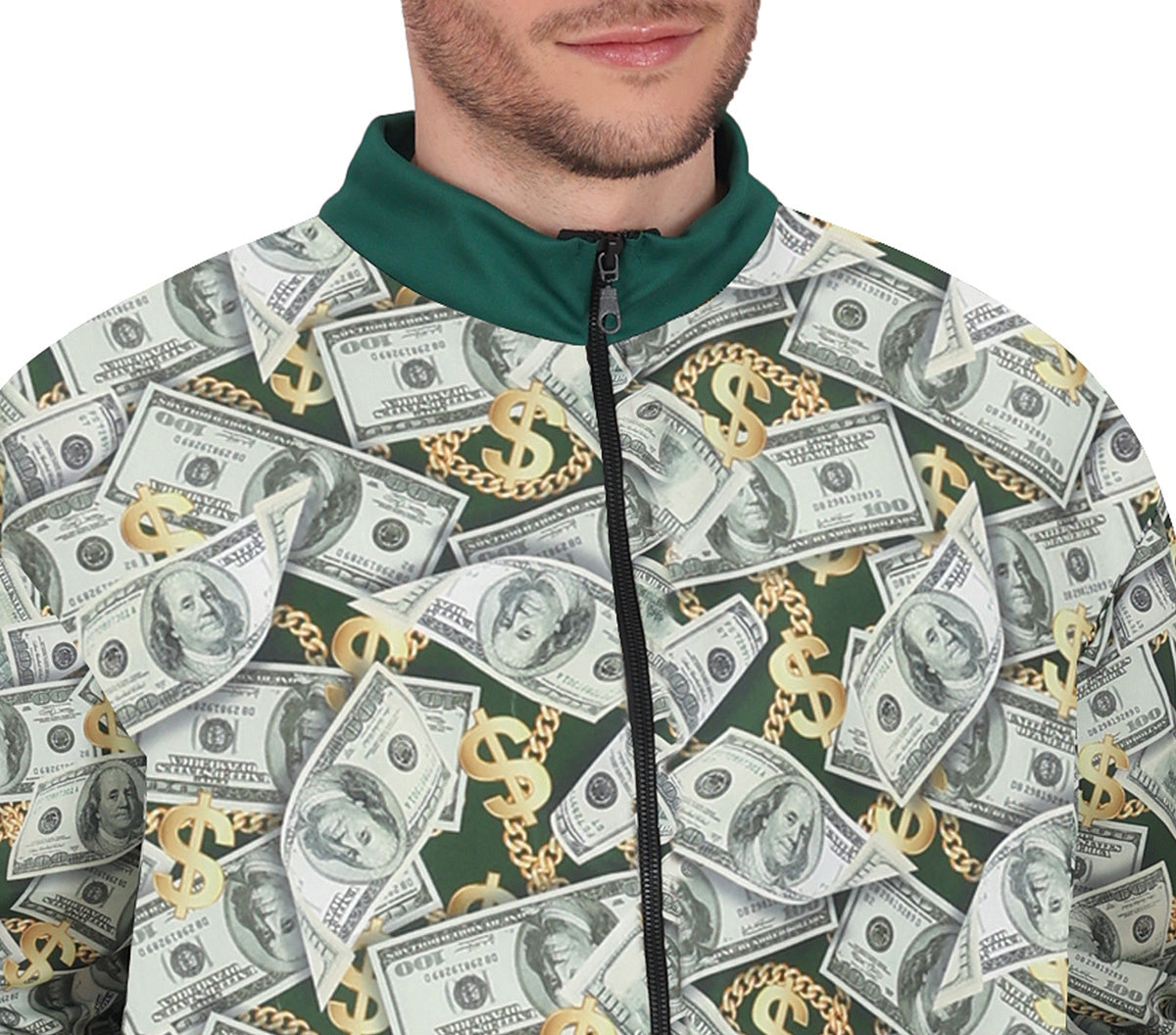 Trainingspak Heren Biljetten – Groen Geldprint Jas & Broek