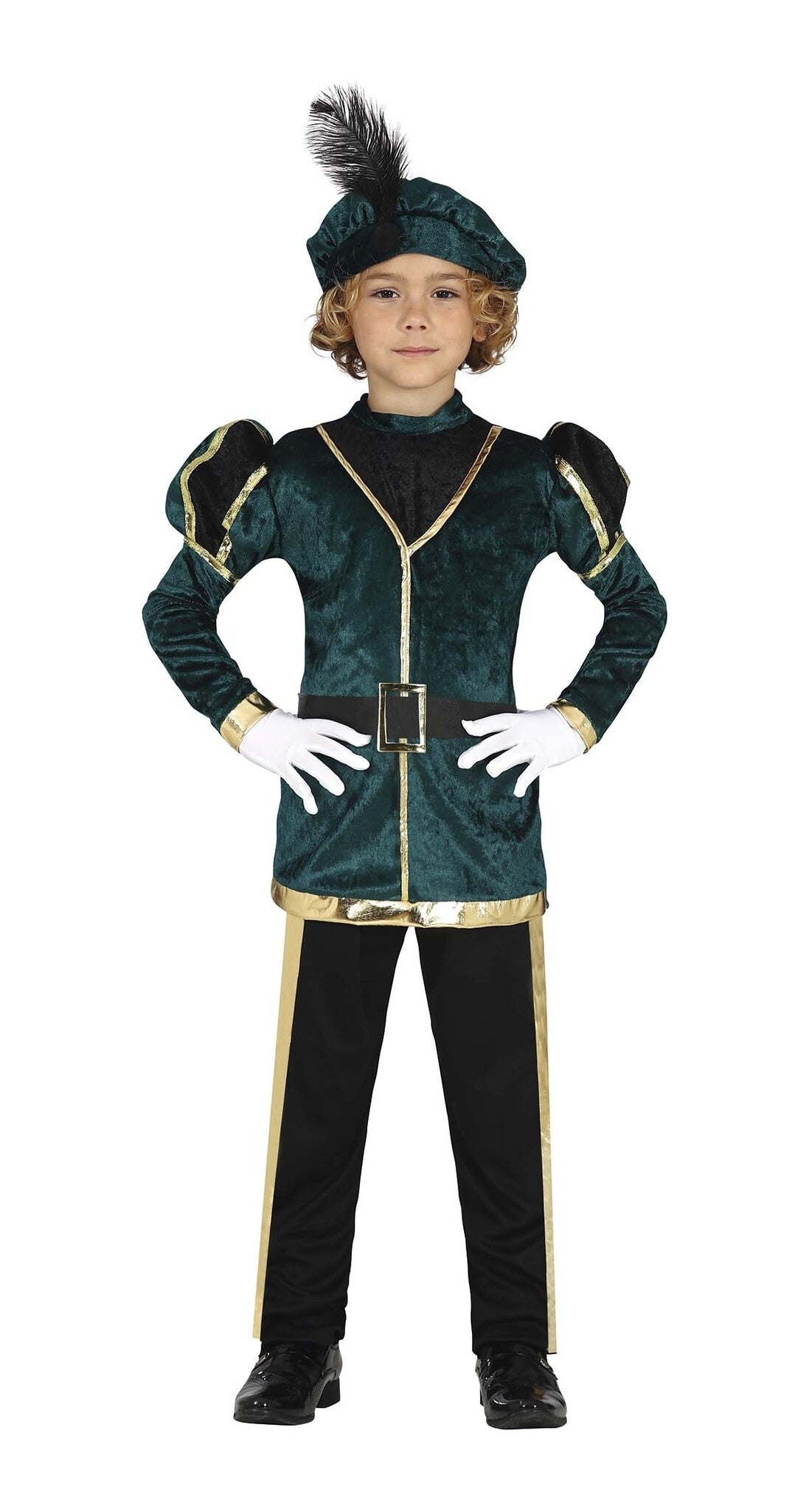 Pietenpak Kind Groen/Goud – Complete Set met T-Shirt, Broek, Muts & Riem