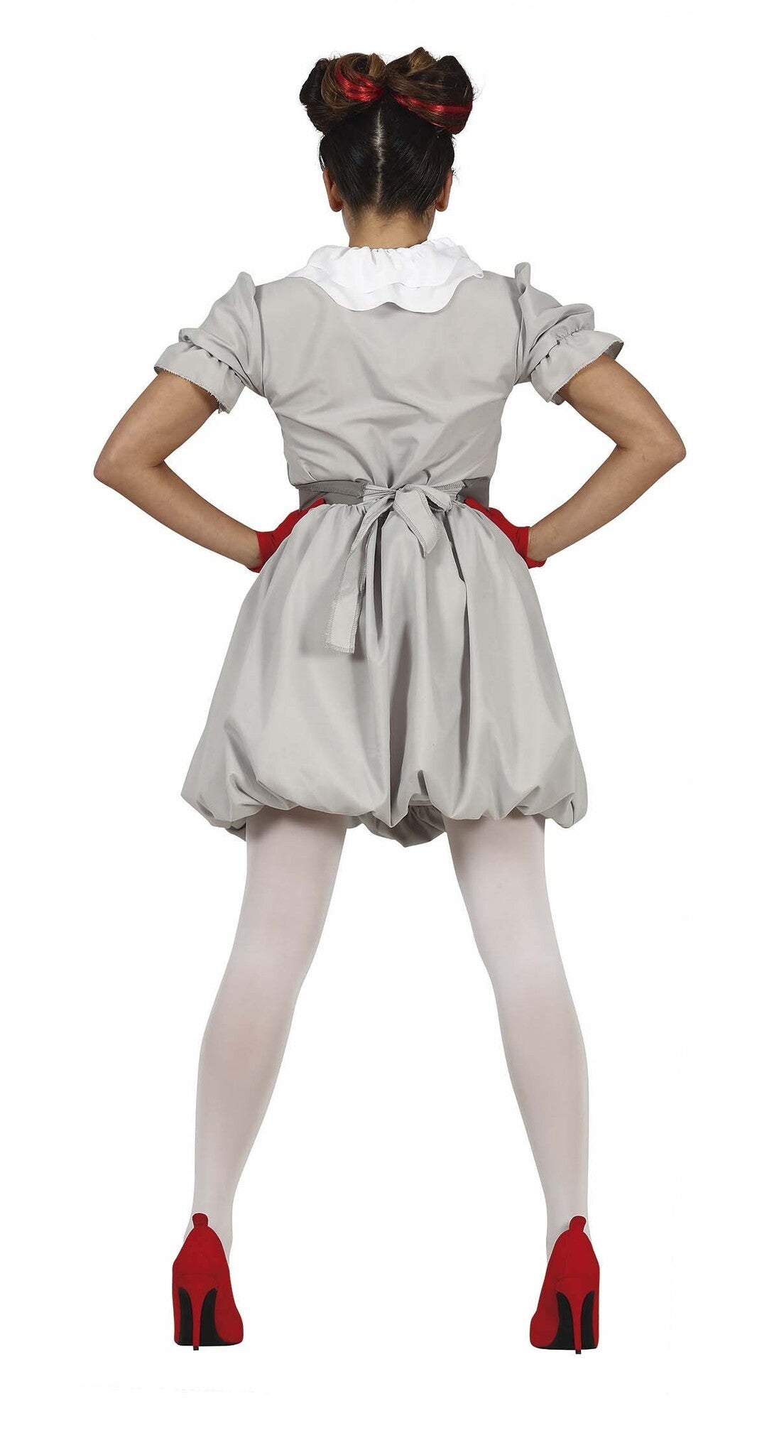 Horror-Clown-Halloween-Kostüm Damen Grau