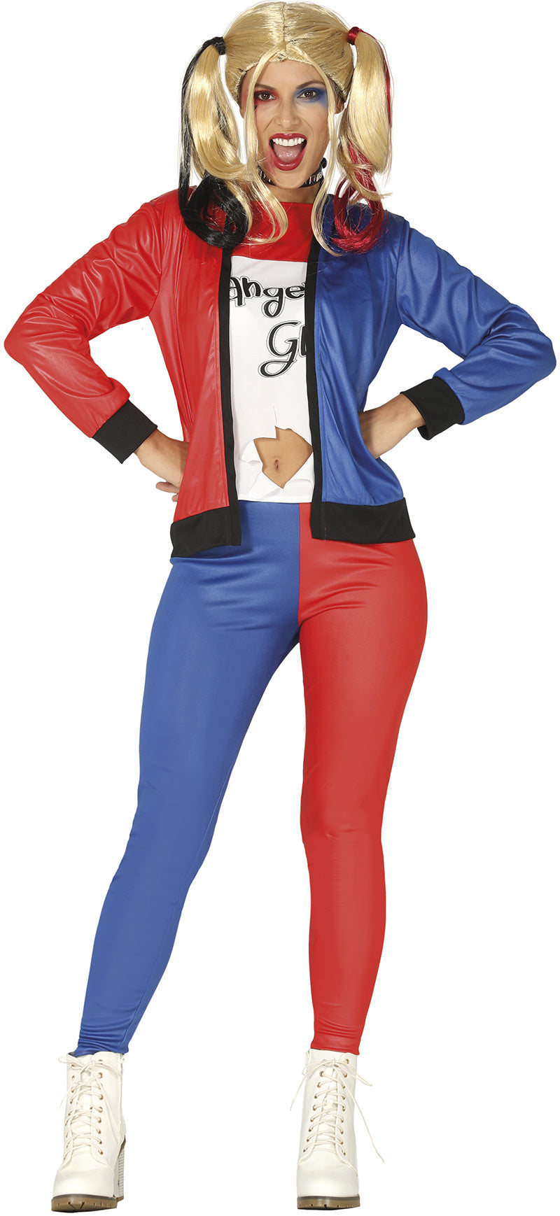 Harley Quinn Kostuum Dames Rood/Blauw