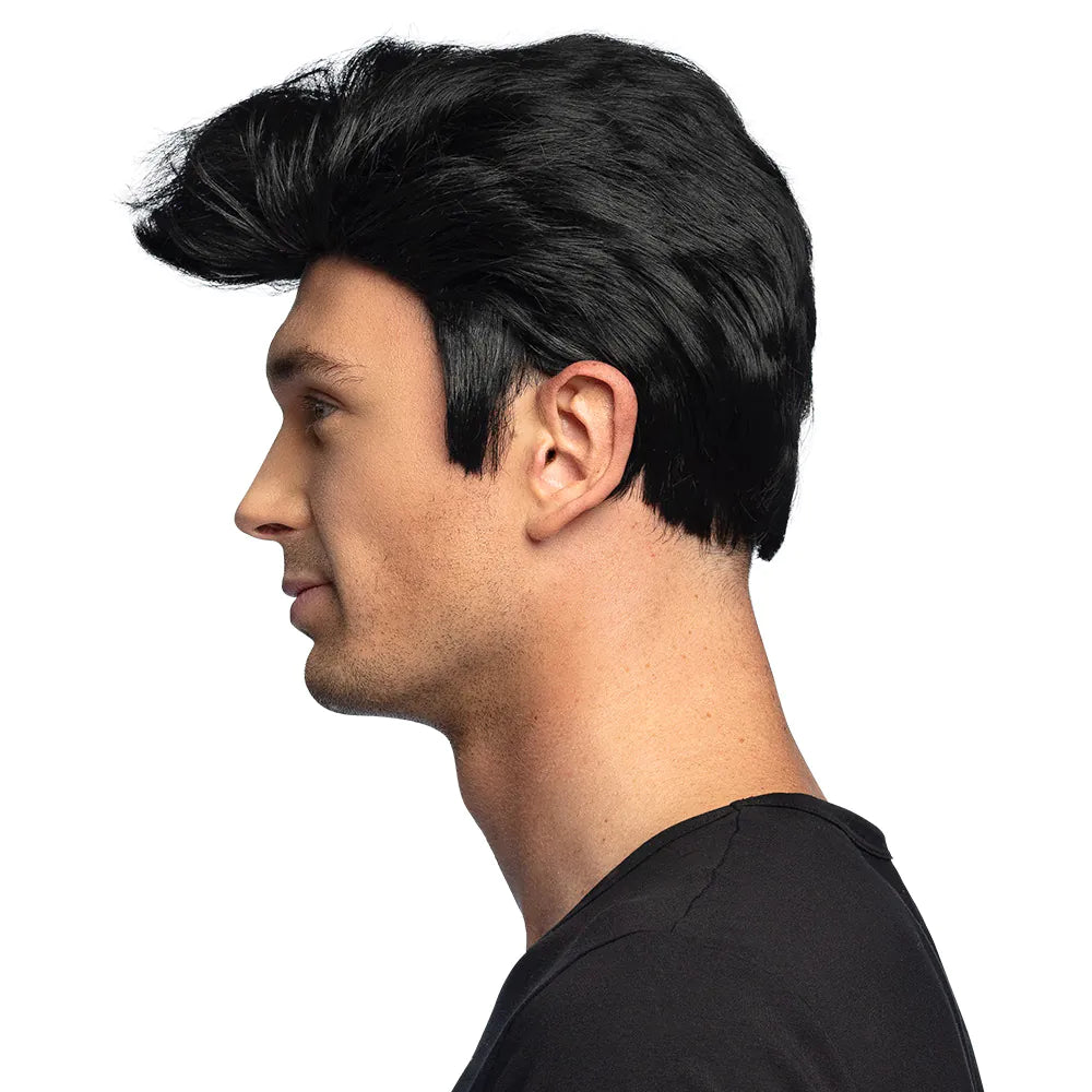 John Travolta Perücke – Grease 50er-Jahre-Look | Schwarze Herrenperücke