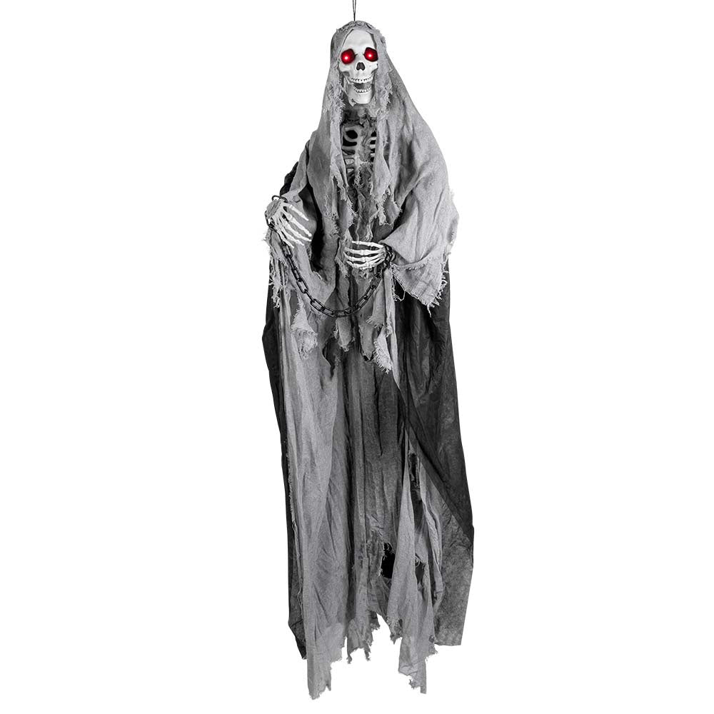 Halloween Skelet 180 cm | Grijze Hangdecoratie met Licht