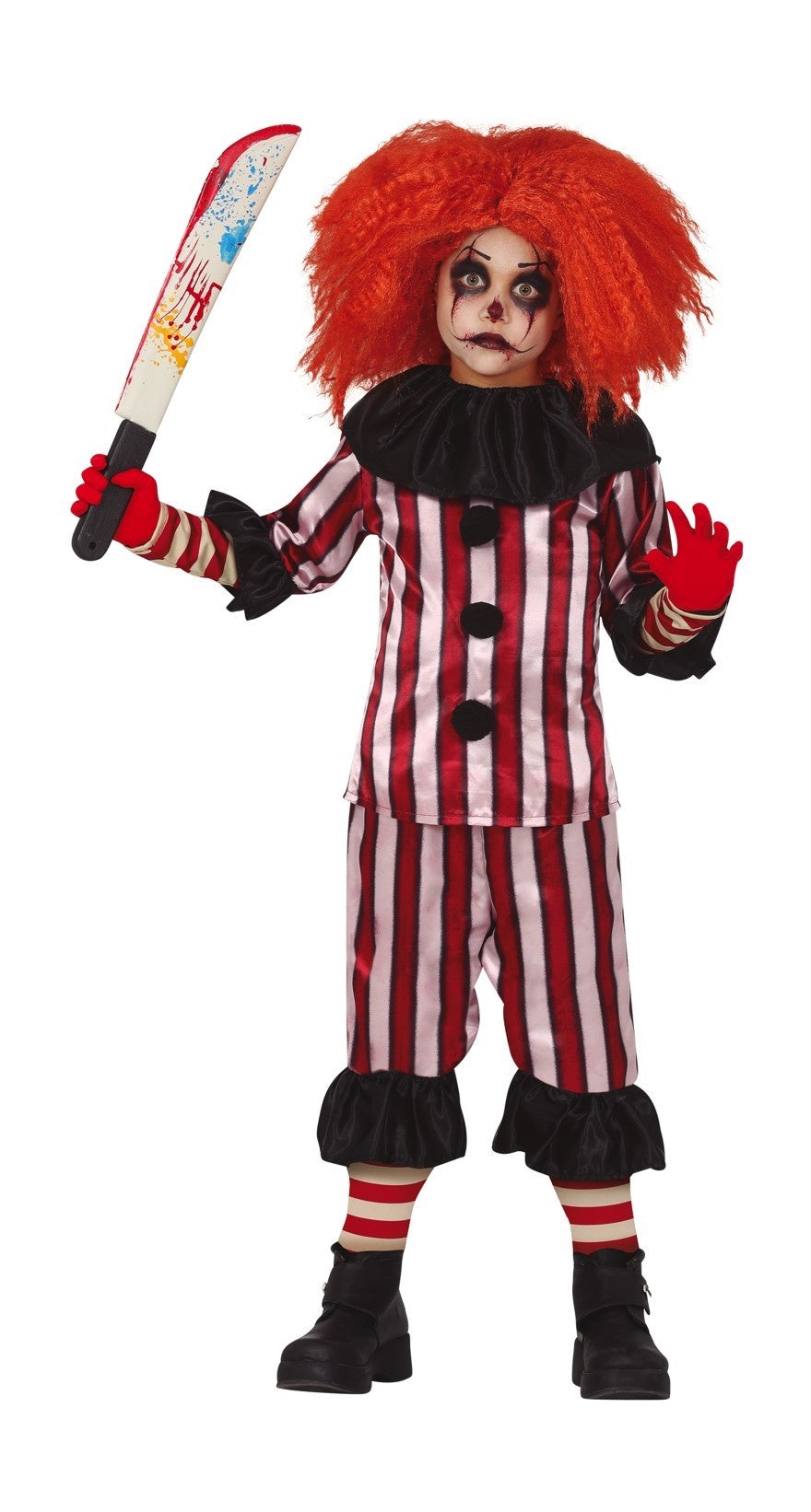 Halloween-Kostüm Kinderclown Rot/Weiß