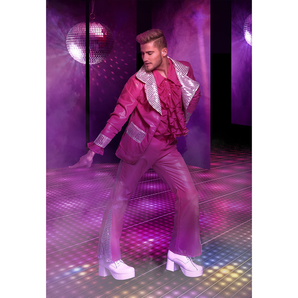 Dancing Dude UV-Trainingsanzug – Pink | 80er-Jahre-Disco-Kostüm